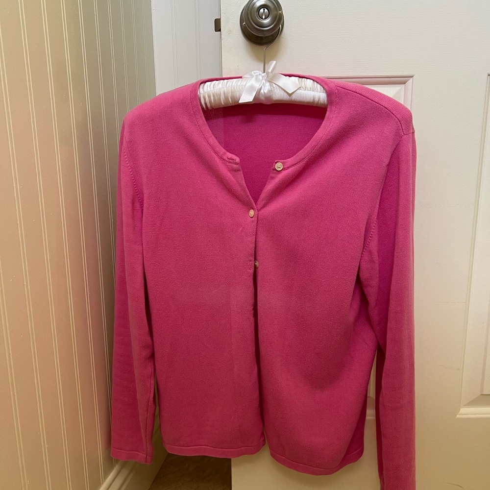 Vibrant Pink Cotton Cardigan
